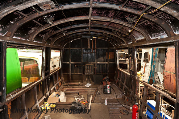 The far end of M29896M has been stripped. The under seat heaters remain in place on the floor.