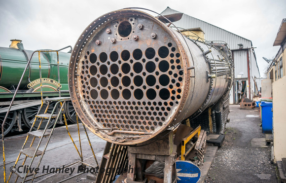 Work on the boiler from Stanier black 5 no 45491 has involved fixings fitted on the smokebox tubepla