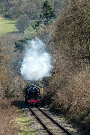 44806 rounds the curve for the final climb towards Berwyn.