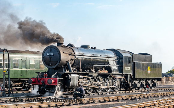 Austerity 2-10-0 no 90775 was being prepared for the day.