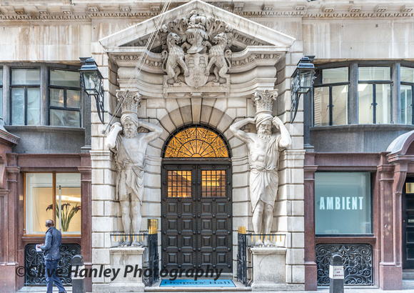 The main entrance to Drapers' Hall on Throgmorton Street. London
