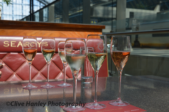 The only way to travel. A trio of Champagne - Ayala, Bollinger Brut & Rose.