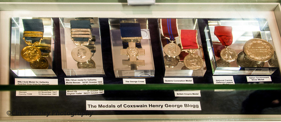 The medals won by lifeboat coxswain Henry Blogg. The museum is named after him. A local hero.