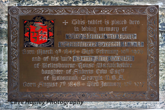 Memorial tablet to Vice Admiral Sir Harry Tremenheere Grenfall