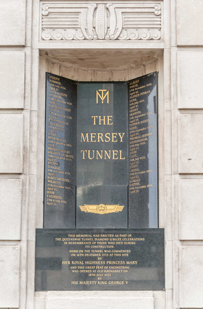 A memorial to men killed during the construction of the Mersey Tunnel.