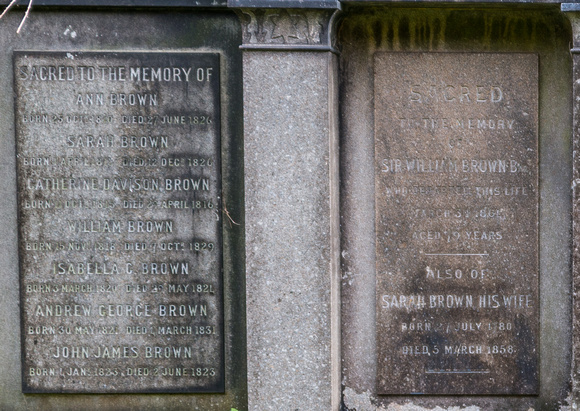 Sacred to the memory of Sir William Brown & his wife Sarah but look at all their children...