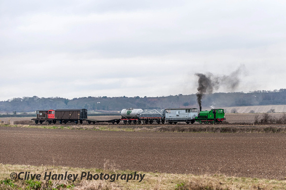 Wissington was next to appear. The wind was blowing at the same speed as the train so smoke just hung above the train as it moved.