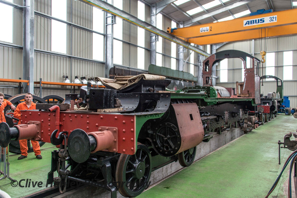 In the new works extension the frames for 7802 Bradley Manor with 7029 Clun Castle beyond.