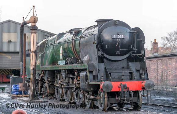 On shed was, soon to depart to Swanage, Bulleid Battle of Britain Pacific no 34053 Sir Keith Park.
