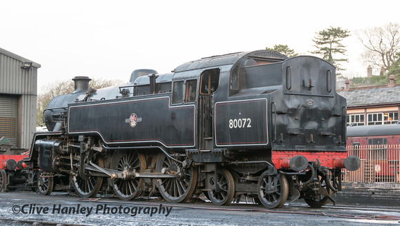 Also on shed was Standard tank loco no 80072 guest loco from Llangollen
