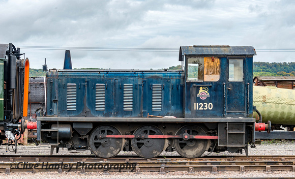 11230 is one of a pair of Drewry industrial shunters that worked most of their lives at the Willington power station, it has been restored to represent a member of British Railways' 04 Class.