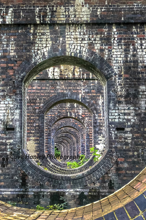 Through the 15 arches of the Stanway viaduct.