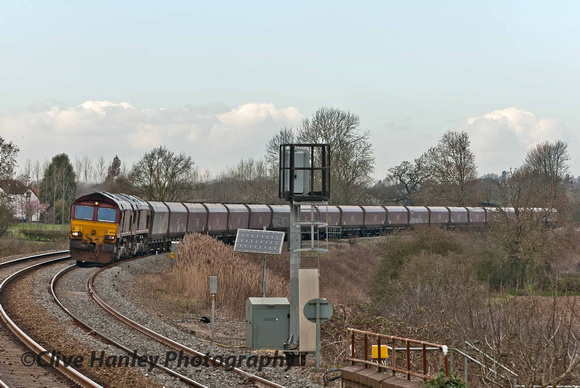 Double headed Class 66 descends Hatton bank with a freight.