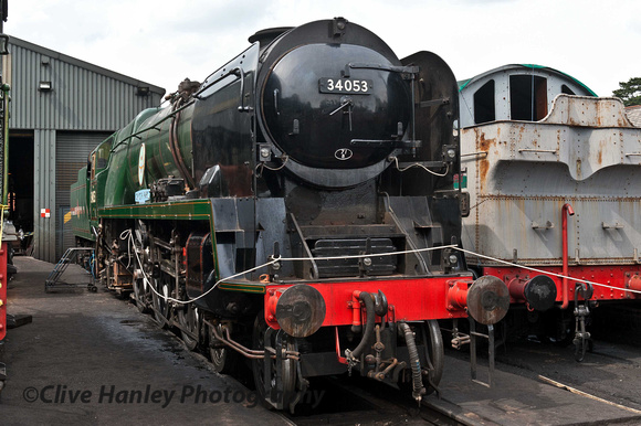 Also wearing a washing line was Bulleid battle of Britain 4-6-2 Pacfic no 34053 Sir Keith Park.