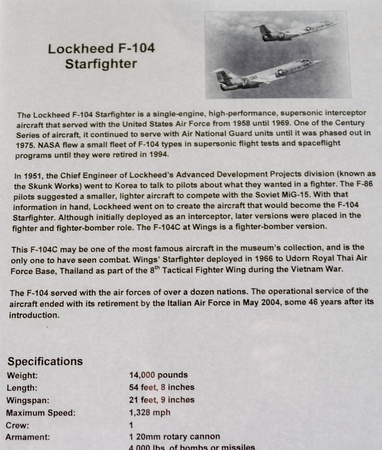 Lockheed F104 Starfighter details