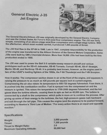 General Electric J-35 Jet engine details