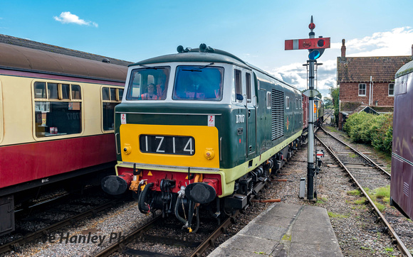 On arrival at Bishops Lydeard station Class 35 Hymek no D7017 was arriving from the south.