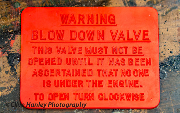 A mock up of the blow down valve warning plate had been prepared.