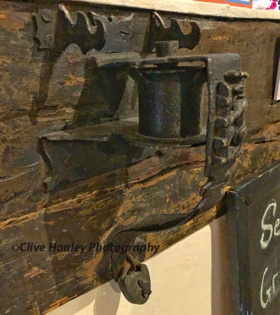 A 16th-century padlocked inkwell survives in the cafe. Ink was very important.