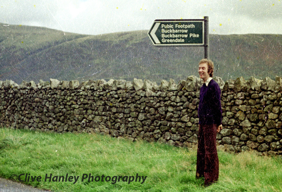 An old schoolfriend Simon Alty and the infamous PUBIC Footpath sign.