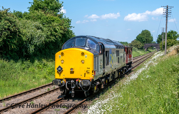 Class 37 no 37714 heads south towards Quorn & Swithland with a single brake van