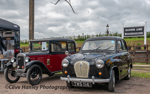 A small collection of classic and vintage cars were being displayed in the station yard.