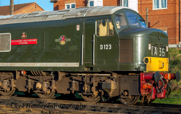 Class 45 "Peak" no D123 carrying the "Leicestershire & Derbyshire Yeomanry" nameplate