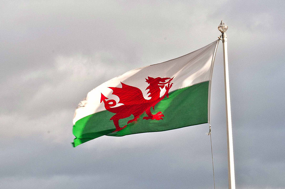 The Welsh Dragon flag proudly flys outside the hotel