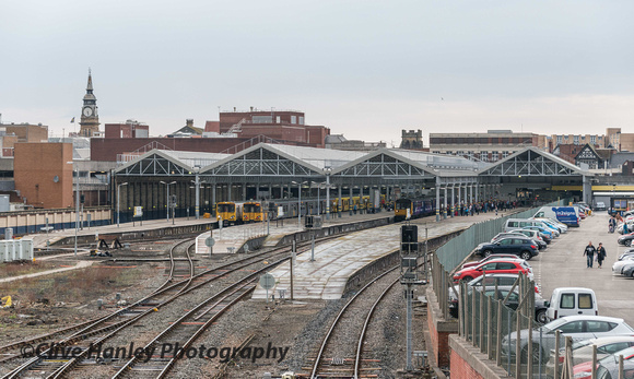 A general view of Southport Chapel Street Station. Merseyrail uses platforms 1 - 3 while Nothern Rail uses 4-6.
