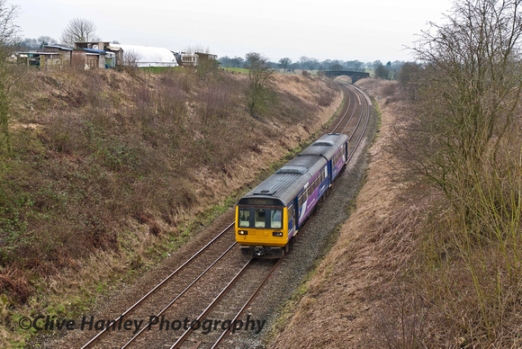 2 car Class 142 unit no 142048 passes Hoghton Summit with the 10.44 ex Blackpool to Colne