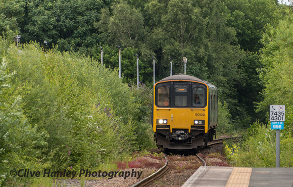 Class 150 arrives at Ormskirk from Preston.