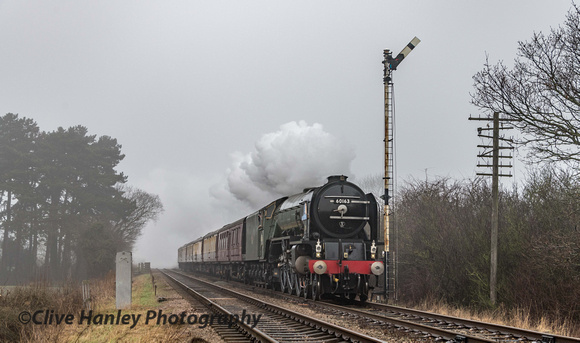 60163 Tornado hurries south with the dining train from Loughborough.