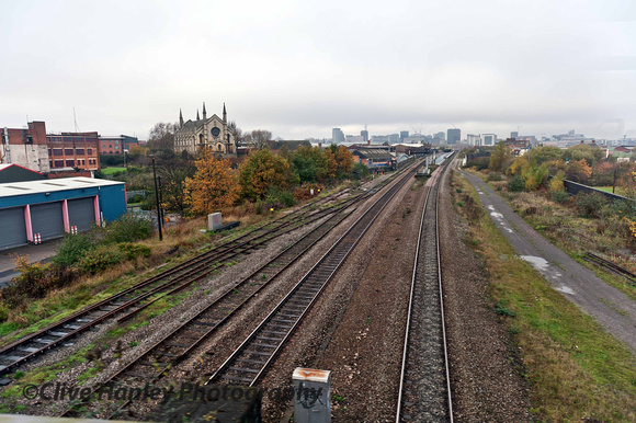 We then cross the ex GWR mainline with Bordesley station in view.
