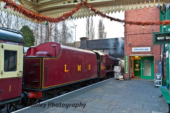 The station still exhibits the Christmas decorations.
