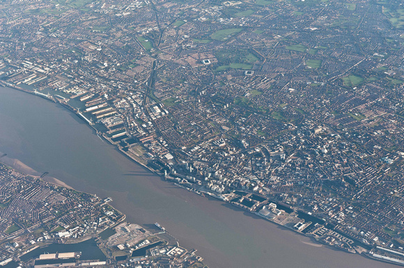 Liverpool. Can you spot Liverpool & Everton stadia?