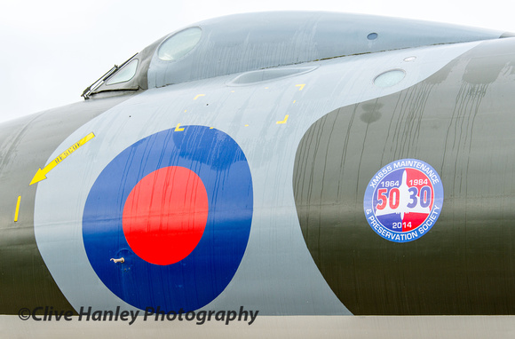 XM655 now sports a new badge to celebrate its 30 years on the ground at Wellesbourne and 50 years since construction.