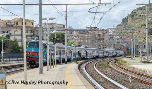 The train to Genoa heads away north east.