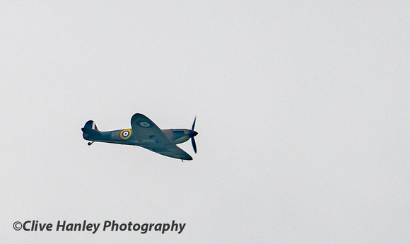 The Battle of Britain Spitfire makes a pass over Quorn.