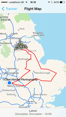 Todays route around the UK from Doncaster airport.