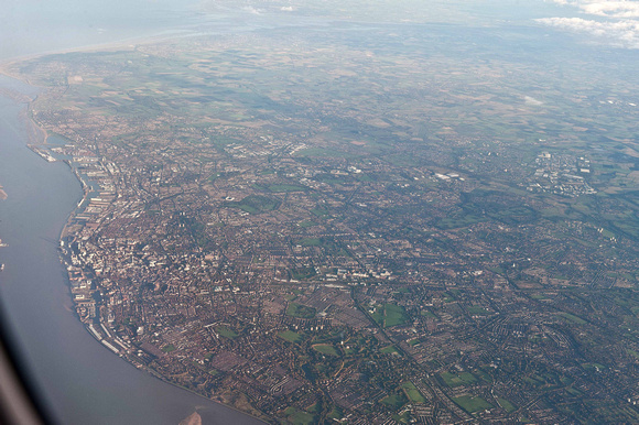 Approaching Liverpool along the Mersey but also the whole of West Lancashire to Preston.