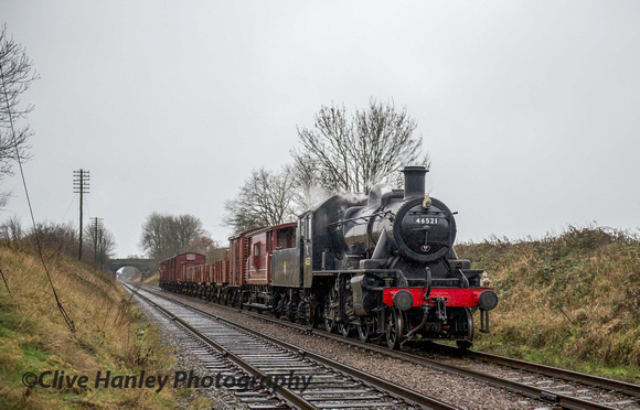More rain as 46521 takes the freight back to Loughborough.