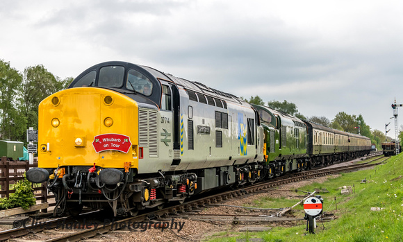 The Class 37's return from Leicester and are seen pulling into Quorn.....