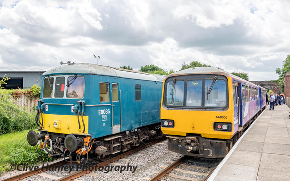 Arrival at Weston Wharf with 144006. Alongside is Class 73 electro-diesel no E6036