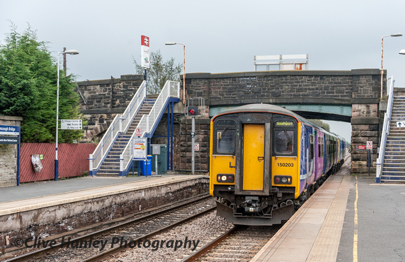 Next to arrive was the 10.46 Manchester Victoria to Southport train formed of a Class 150 & a Pacer.