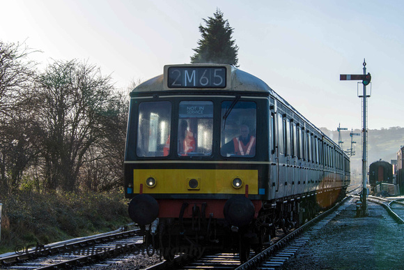 With the windows dripping with condensation the DMU is brought slowly into the vacant platform.