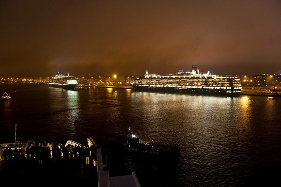 3 Cunard Queens in Southampton Water