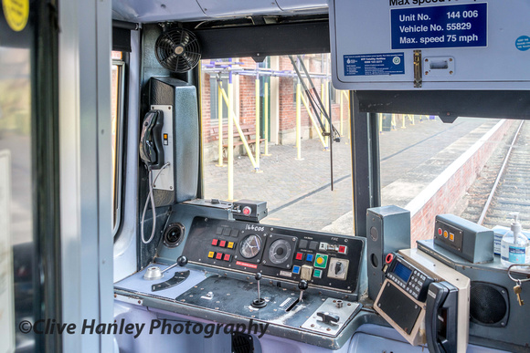 The rear driving cab controls.