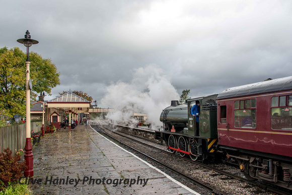 Departure south from Ramsbottom. The rain had caused the platform to be like walking on ice!