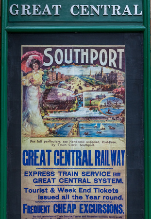 A reproduction GCR poster for Southport. Access to the town would have been along the CLC line via Aintree