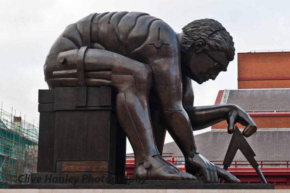 "Newton" after William Blake by Eduardo Paolozzi sculpture stands outside the Library